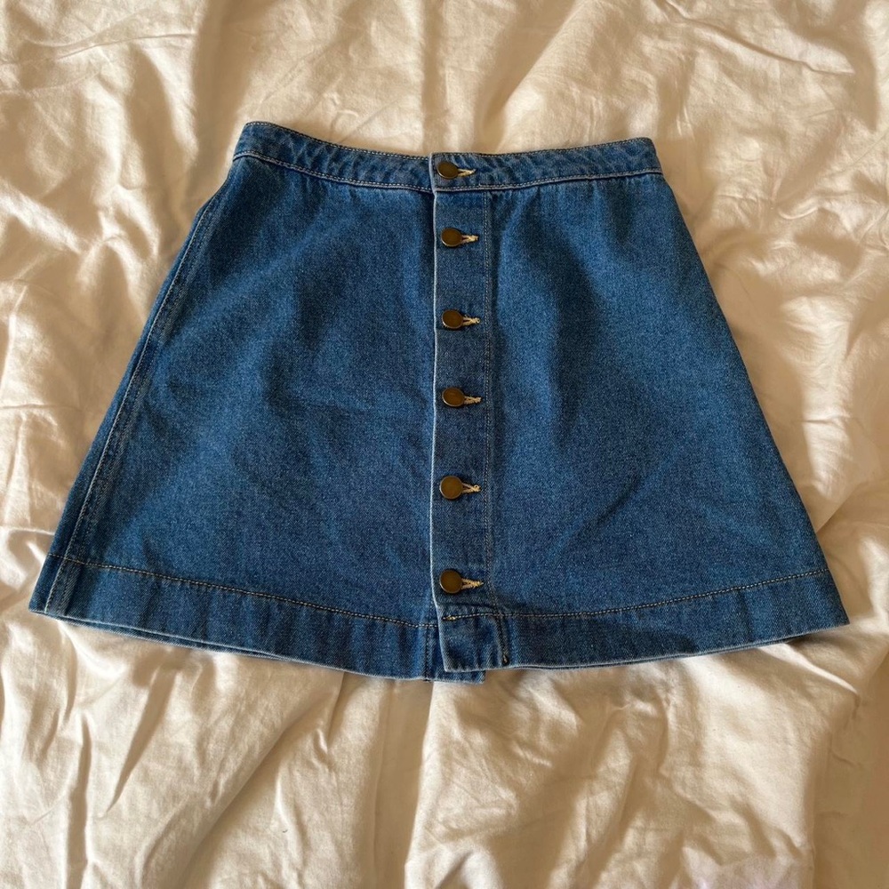 American Apparel Made In America 100% Cotton Denim Button-Up Skirt